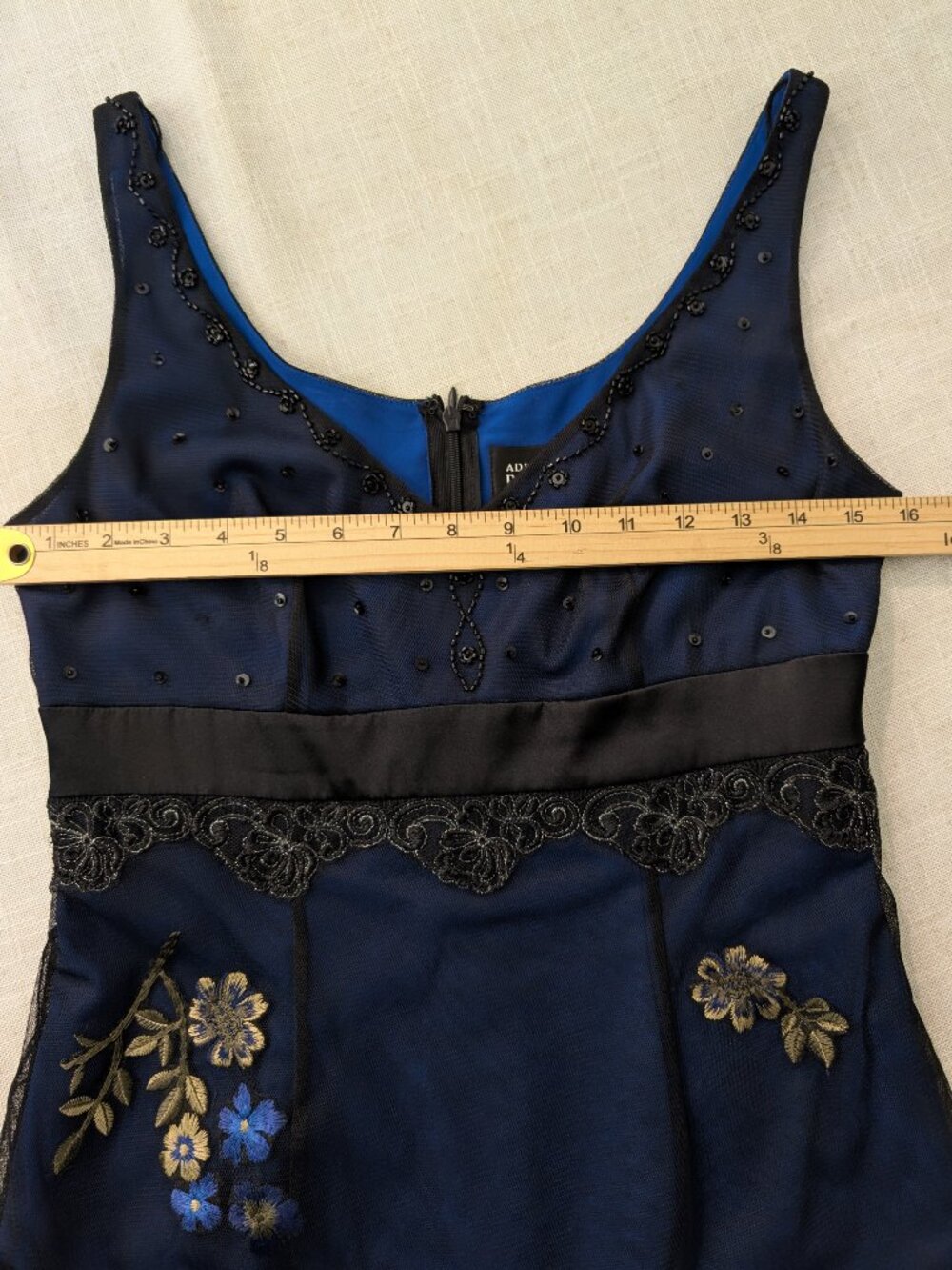 Adrianna Papell Dress Fit & Flare V Neck Empire Waist Black Floral Size 6 - Picture 8 of 10